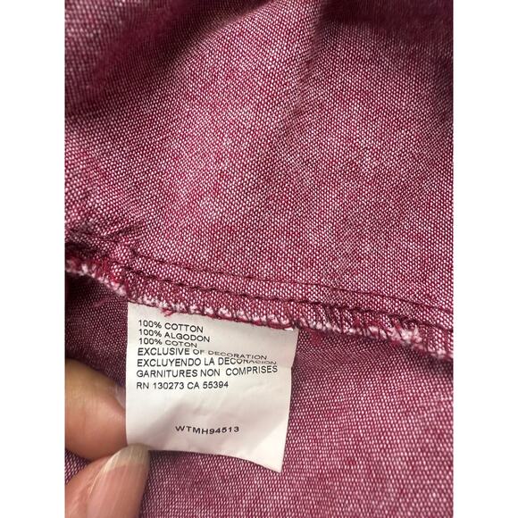 Wrangler Men XL Red Shirt Long Sleeves Western Button Snap Closure Rough Collar - Picture 6 of 11